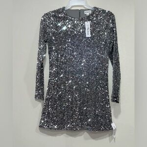 Silver Sequin Mini Dress